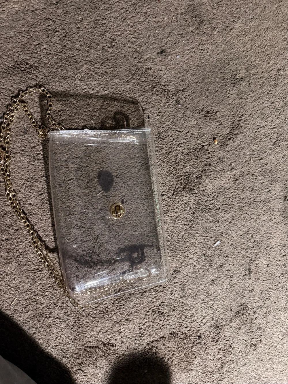 Clear Crossbody Phone Bag with Gold Chain